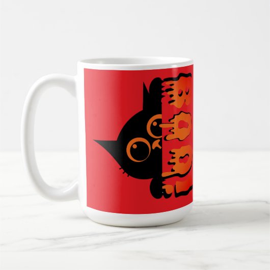 Mug Chat Éffrayant mignonne avec "Boo" : Halloween Con (Gauche)