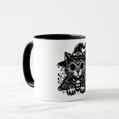 Mug Chat éffrayant portant sorcière Casquette Hallowee (Devant gauche)