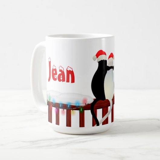 Mug Chat En Casquette Noël Personnalisé (Devant gauche)