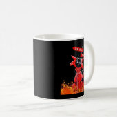Mug chat en costume diable avec signe de bienvenue (Devant droit)