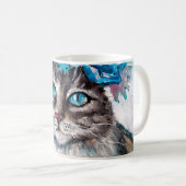 Mug Chat en fleur de couronne d'huile peinture sur toi (Devant droit)