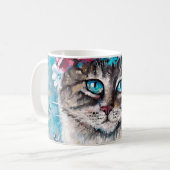 Mug Chat en fleur de couronne d'huile peinture sur toi (Devant gauche)