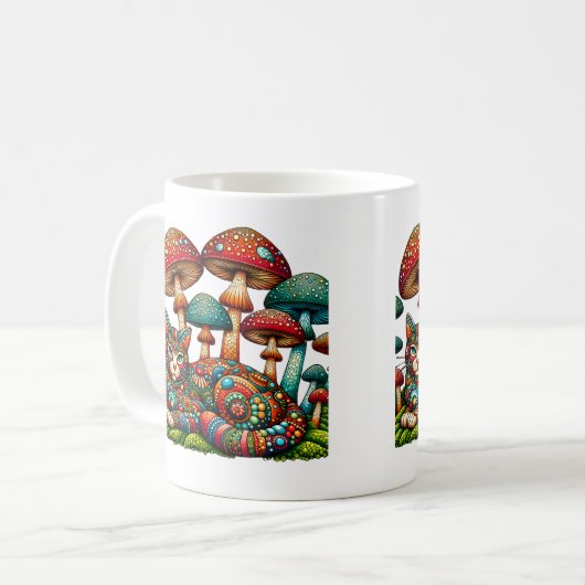 Mug Chat en mosaïque dans les champignons (Devant gauche)