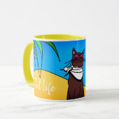 Mug chat en vacances "Cat life" (Devant gauche)