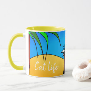 Mug chat en vacances "Cat life"