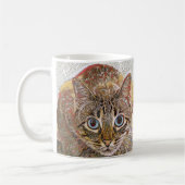 Mug chat en vitrail regardant les yeux bleus (Gauche)