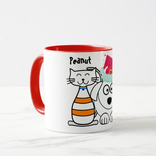Mug Chat et chien de Noël sur mesure (Devant gauche)