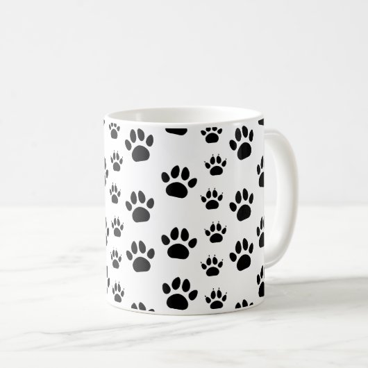 Mug Chat et Chien Mignons Empreintes de Patte Noir Bla (Devant droit)
