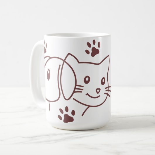 Mug Chat et chien mignons en ligne (Devant gauche)