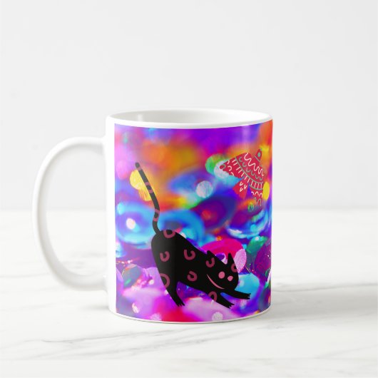 Mug Chat et oiseau sur fond coloré (Gauche)
