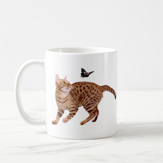 Mug Chat et papillon d'Ocicat (Gauche)