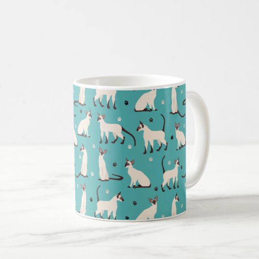Mug Chat et pattes de Siamese bleu Turquoise (Devant droit)