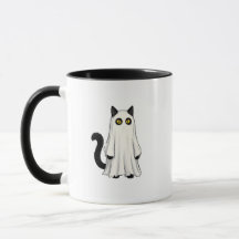 Chat fantôme drôle Halloween noir
