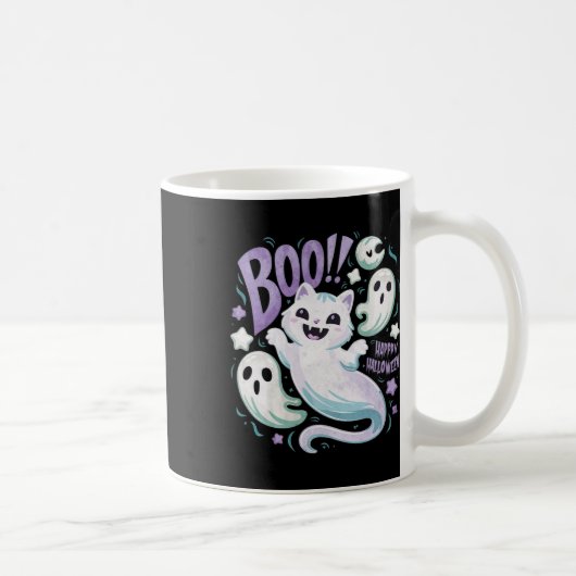 Mug Chat fantôme humoristique Boo Kitty Halloween (Droite)