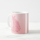 Mug Chat Fleur - corail orange et rose (Devant gauche)