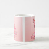 Mug Chat Fleur - corail orange et rose (Centre)