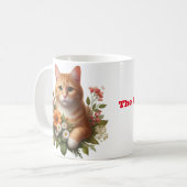 Mug Chat & Fleurs à l'aquarelle (Devant gauche)