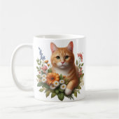 Mug Chat & Fleurs à l'aquarelle (Gauche)