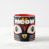 Mug Chat floral Modeste Boho Retro du milieu du siècle (Centre)