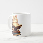 Mug Chat flottant dans l'espace lisant un livre de con (Devant gauche)