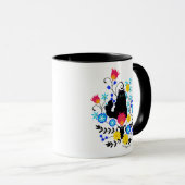 Mug Chat Fluffy Noir avec Fleurs (Devant droit)