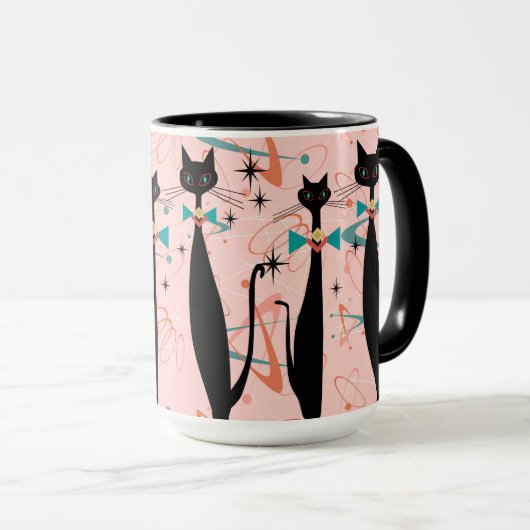 Mug Chat frais moderne de la rétro moitié du siècle (Devant droit)