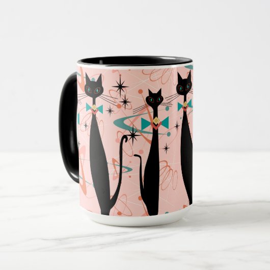 Mug Chat frais moderne de la rétro moitié du siècle (Devant gauche)