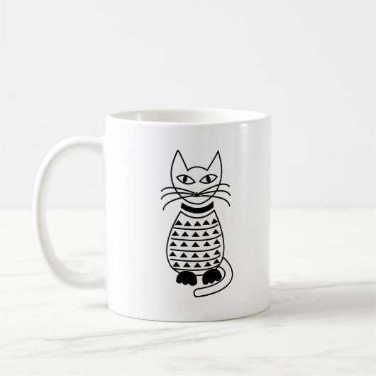 Mug Chat géométrique noir et blanc (Gauche)