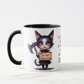 Mug Chat gothique effrayant psychopathe mignon avec ha (Gauche)