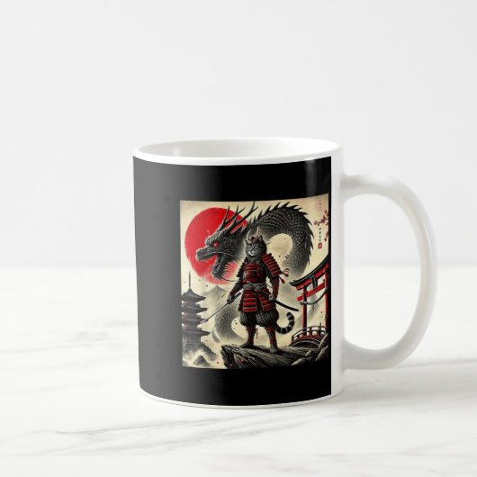 Mug Chat Graphique Guerrier Samouraï Chat Ninja Japona (Droite)