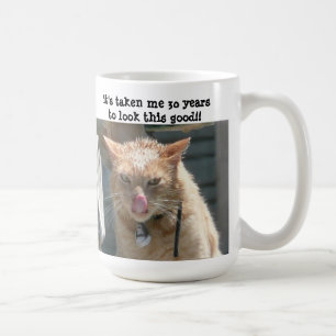Mug Chat grincheux, 30 ans pour regarder ceci bon !