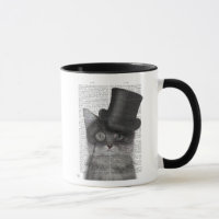Chat gris avec chapeau supérieur
