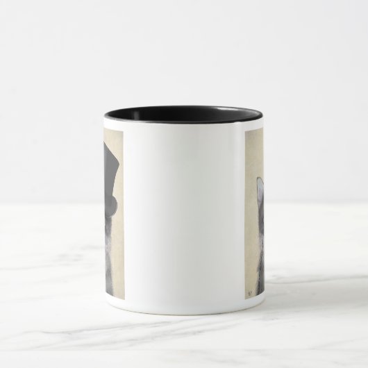 Mug Chat gris avec chapeau supérieur (Centre)