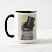 Mug Chat gris avec chapeau supérieur (Gauche)