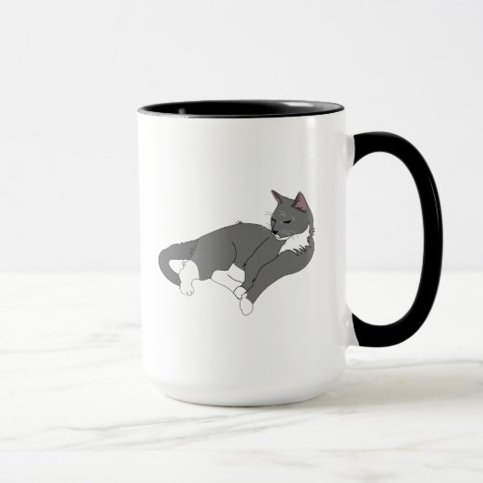 Mug Chat gris et blanc Tuxedo (Droite)