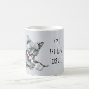 Mug Chat gris et souris meilleurs amis pour toujours