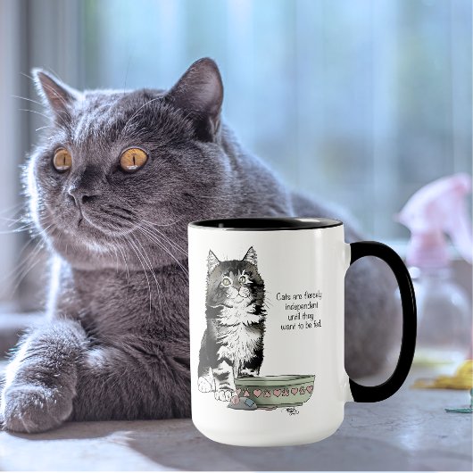 Mug Chat Gris Indépendant Tabby Bleu Mignon Drôle