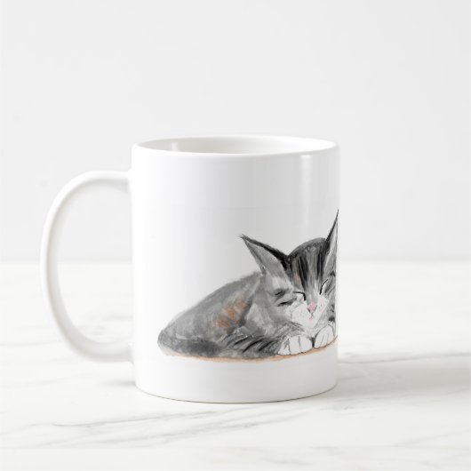 Mug Chat gris Jolie chatte chatte chatte aquarelle Bel (Gauche)