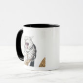 Mug chat gris sur l'arrière - plan blanc (Devant gauche)