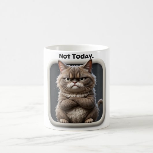 Mug Chat Grumpy "Pas aujourd'hui" Drôle Conception de (Centre)