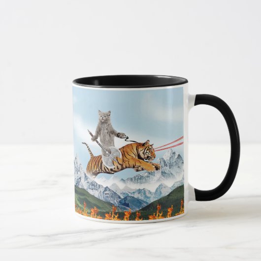 Mug Chat guerrier chevauchant un tigre (Droite)