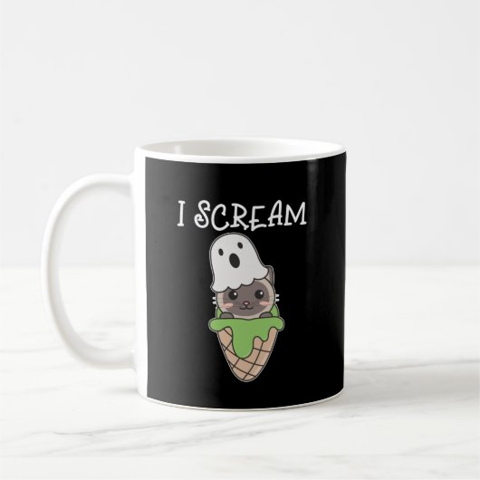 Mug Chat Halloween Ghost I Scream Ice Cream Pun (Gauche)