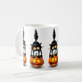 Mug Chat Halloween personnage de dessin effrayé debout (Devant gauche)