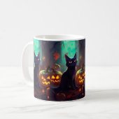 Mug Chat Halloween Tuxedo Avec Peur Citrouille (Devant gauche)