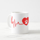 Mug Chat Heartbeat Paw Love Design - Cadeau pour amour (Devant gauche)