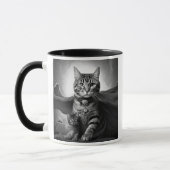 Mug Chat héroïque avec cape et chaton. (Gauche)