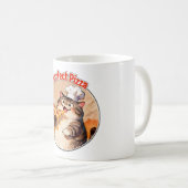 Mug Chat heureux chef avec pizza (Devant droit)