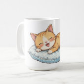 Mug Chat Heureux Rêvant sur un Coussin Confortable (Devant gauche)