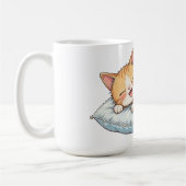 Mug Chat Heureux Rêvant sur un Coussin Confortable (Gauche)