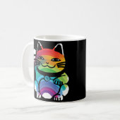 Mug Chat japonais de bonne chance avec arc-en-ciel (Devant gauche)